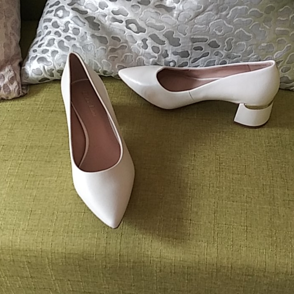 Cream color block heels